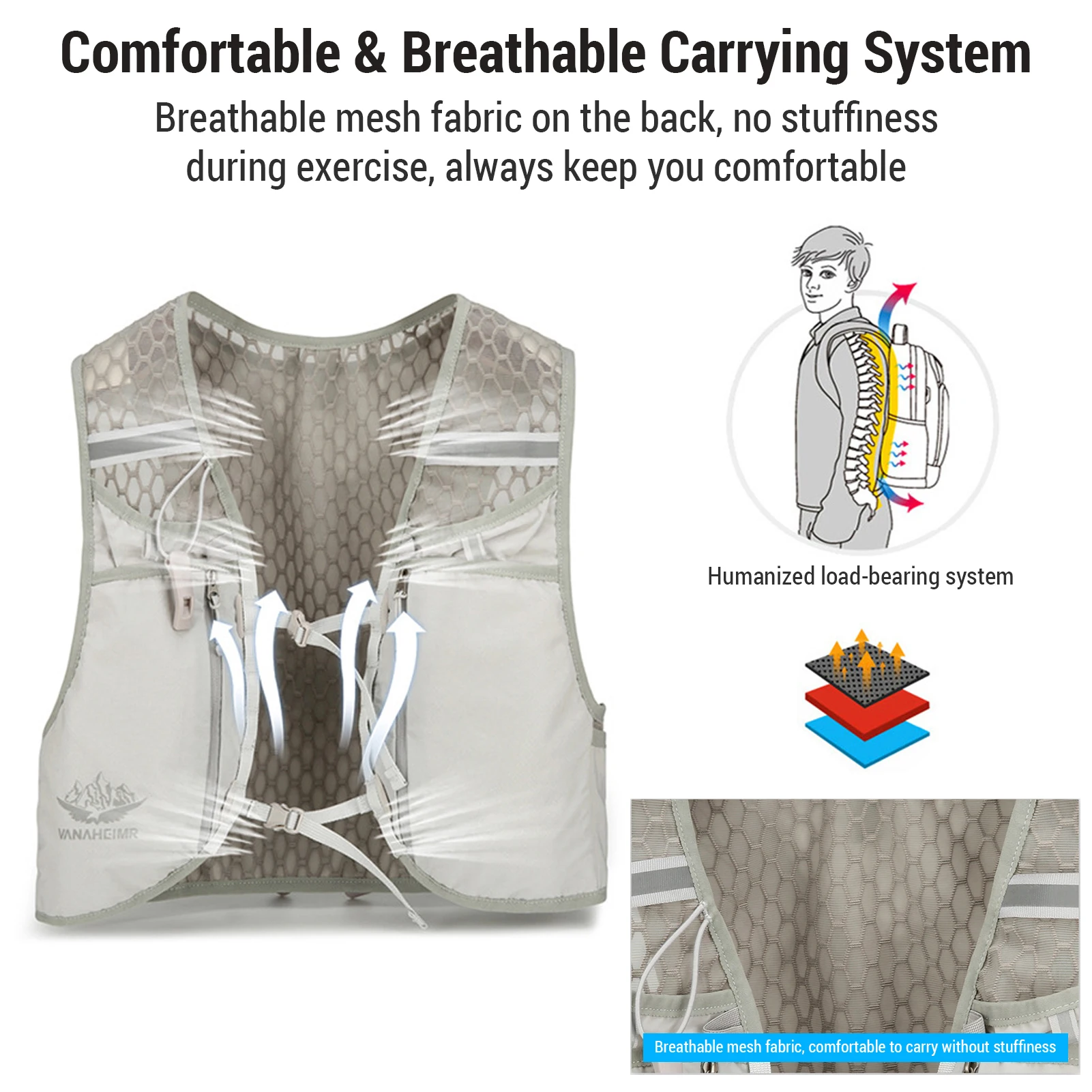 Running hydration vest Vanaheimr hydration vest with phone pocket and adjustable straps universal for women and men climbing hiking riding