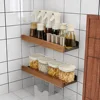 organizer kitchen ，Wooden Kitchen Rack Wall-Mounted Punch-Free Household Rack Seasoning Board Storage Rack，Kitchen Accessories 1