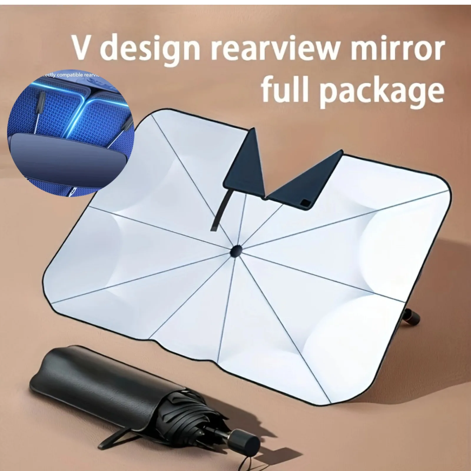 Upgraded Car Sunshade Windshield Rotation Bendable Handle Umbrella Front Window Cover for UV Ray Block & Sun Heat Protection