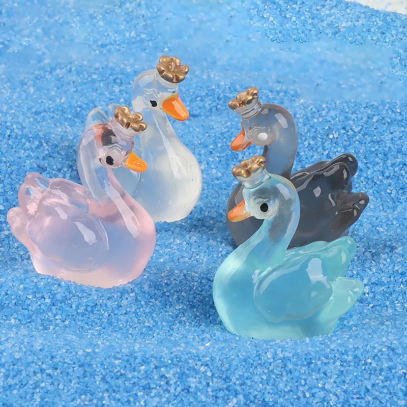 

Luminous Swan Jewelry Resin Accessories Diy Handmade Micro Landscape Decorations Cubic Night Light Pendant