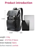 BOPAI Leather backpack casual backpack, first layer cowhide backpack  men's backpack, multi-functional backpack 15.6 inch comp 2