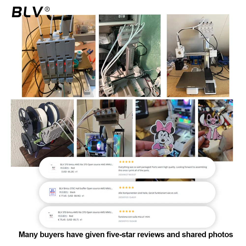 BLV BMCU370 Open source AMS MMU solutions AMS lite 370 130 support Auto Refill Farm Support Type-c