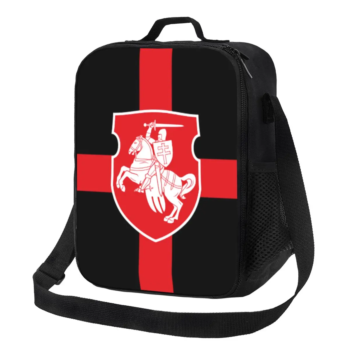 

Coat Of Arms Belarus Flag Portable Lunch Boxes for Waterproof Belarusian Patriotic Thermal Cooler Food Insulated Lunch Bag