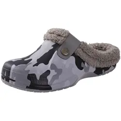 Kidmi Unisex Fuzzy Waterproof Outdoor Slippers - Fashionable Antiskid Winter Clogs - 44-45(10.4-10.6inch) (Camouflage)