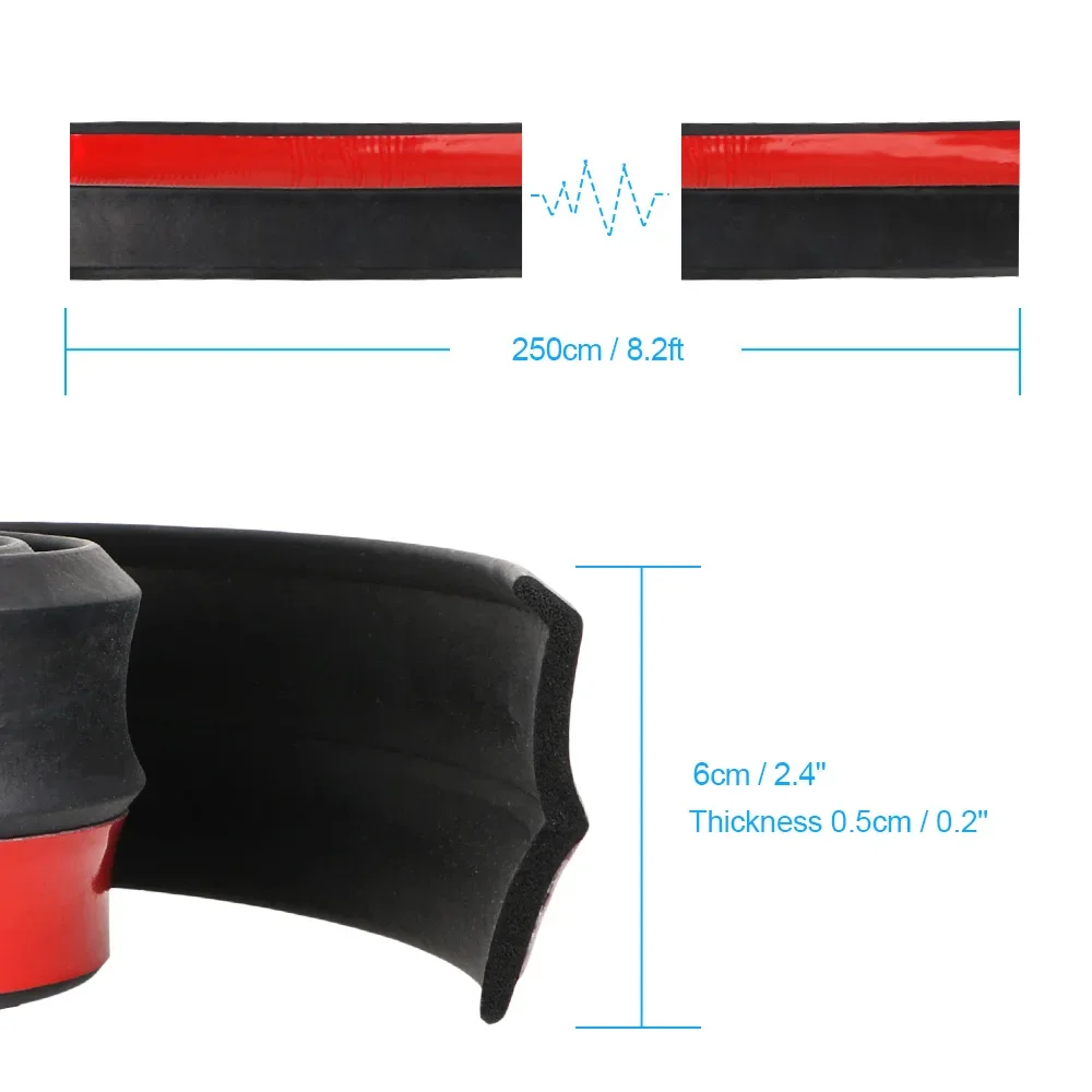 Durable Rubber Front Bumper Protector Strip - 2.5 Meters, Anti-Kick & Anti-Scratch Lip Decoration
