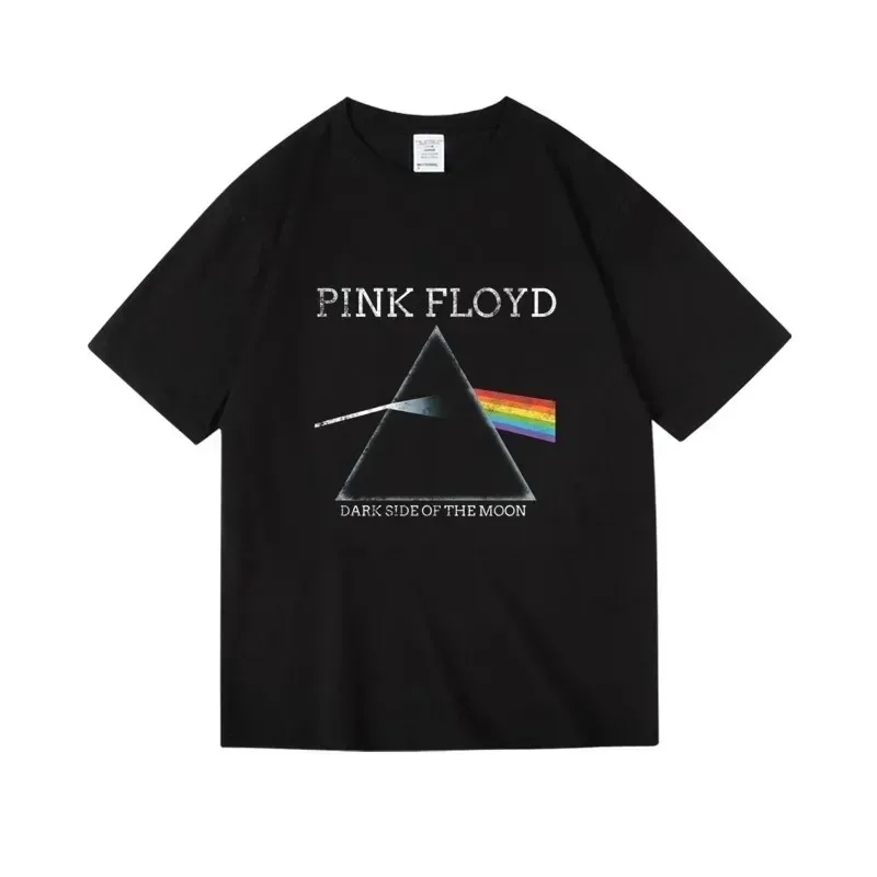 Pink Floyd The Dark Side of the Moon Albumcover Vintage T-Shirt, Unisex 100% Baumwolle Hip-Hop-Stil Damen T-Shirts