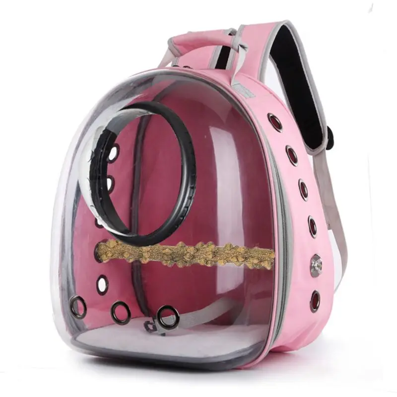 Parrot for Carrier Backpack Travel Cage for Birds Breathable Transparent Space with Panoramic Design and Perch for