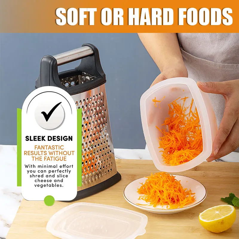Stainless Steel Box Cheese Grater Container 4 Sides Box Grater Handheld Kitchen Food Shredder Vegetable Ginger Cutter cheese grater