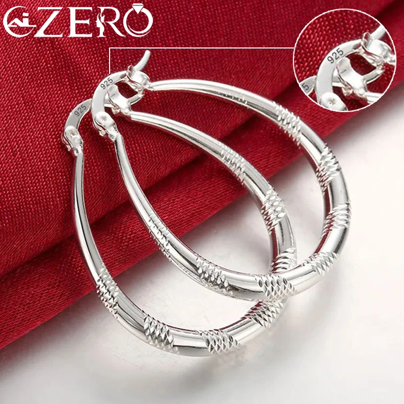 

ALIZERO 925 Sterling Silver Earrings for Women 32mm U-Shape Hoop Earring Fashion Luxury Wedding Party Charm Jewelry Gift