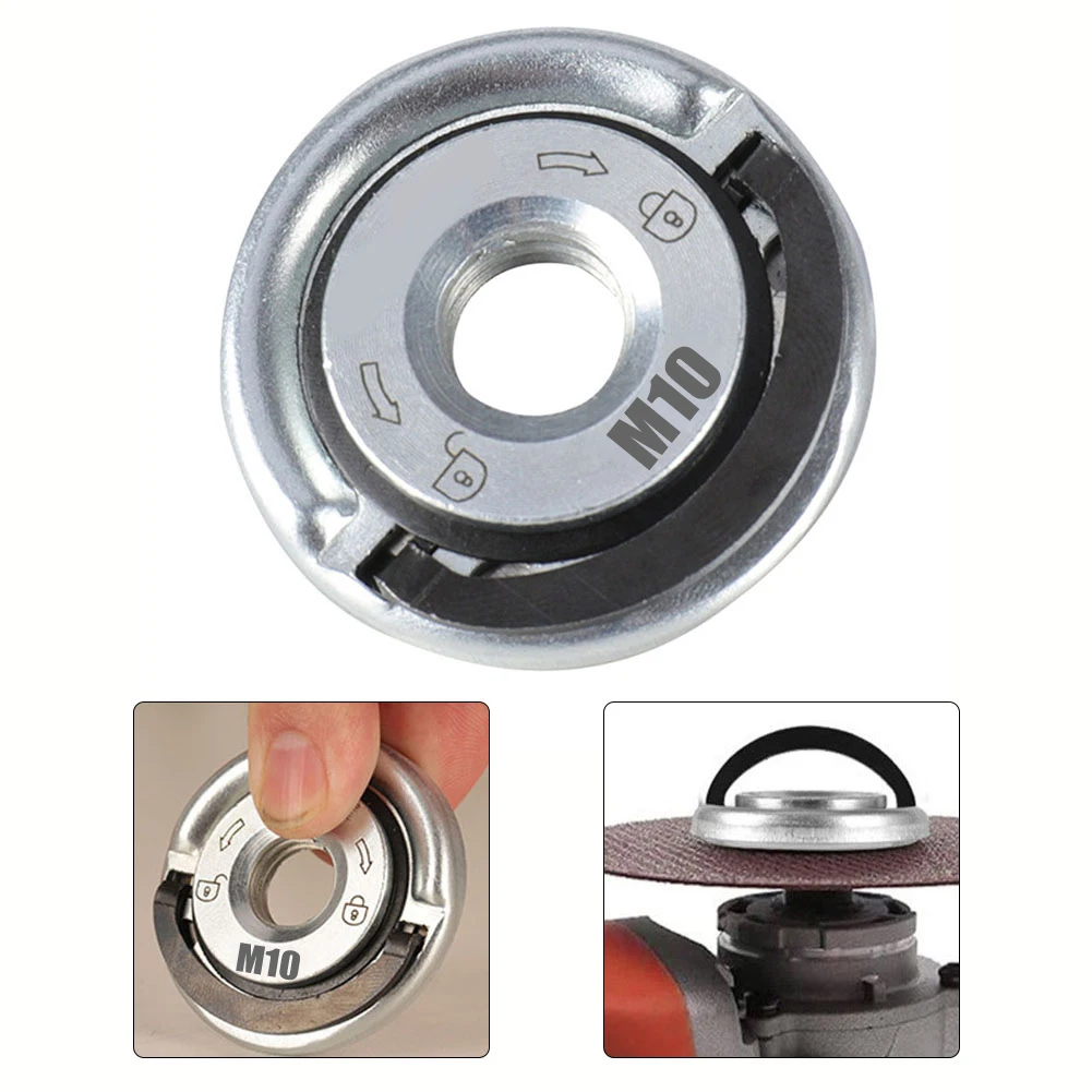 

1pc Quick Flange Nut M10 Self-Locking Pressing Plate Inner Outer Flange Clamp Quick Release Angle Grinder Pressure Plate