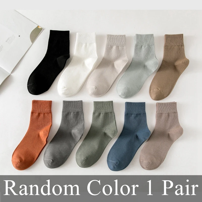 Basic Simple Mid-cut 98% Cotton Comfortable Socks Women in Ten Solid Colors VERLENA Spring Summer Korea Style Ribbed Cuff 2022 wool socks women Women's Socks