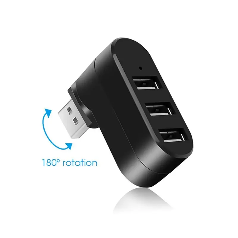 SWXF 3포트 USB 2.0 허브 USB 포트 분배기 USB 2.0 확장기 90 ° -180 ° 노트북 PC 태블릿 프린터 카메라용 각도 조절 가능