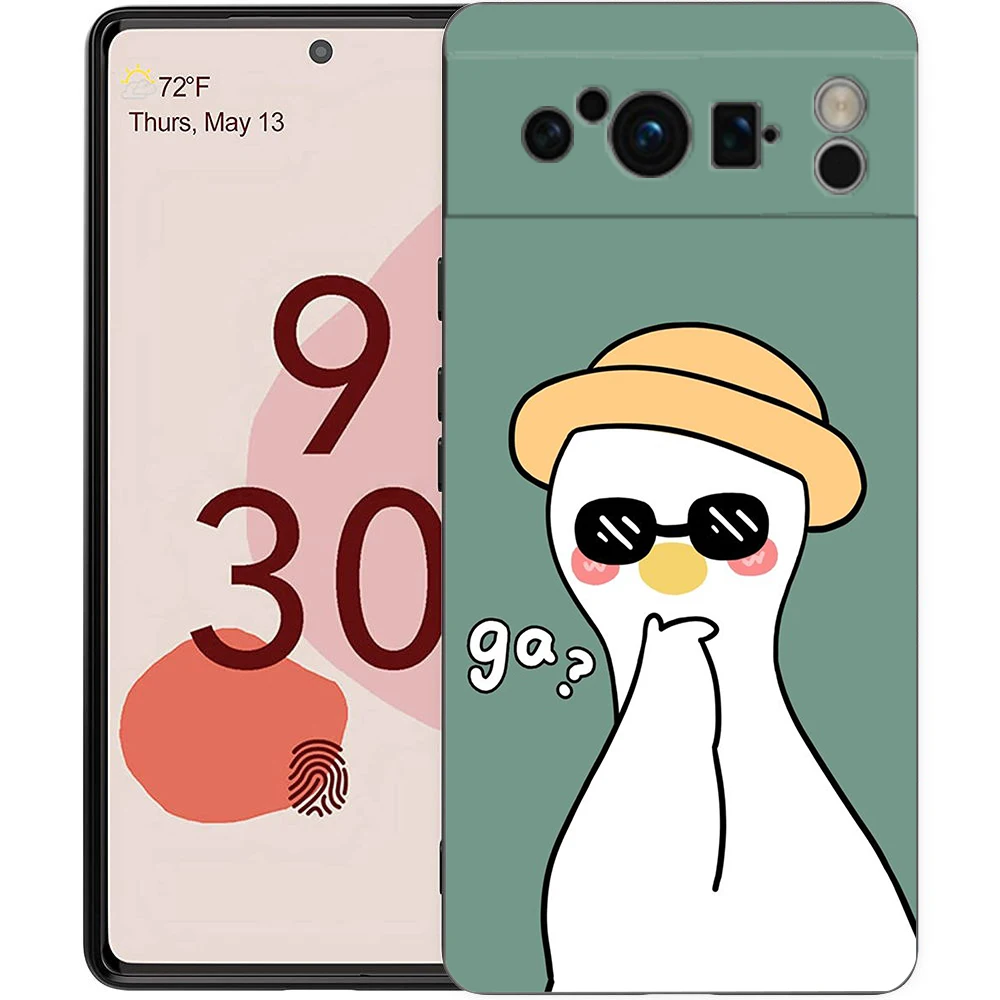 Cute Cartoon Duck Shockproof Black Soft TPU Back Cover Phone Case
