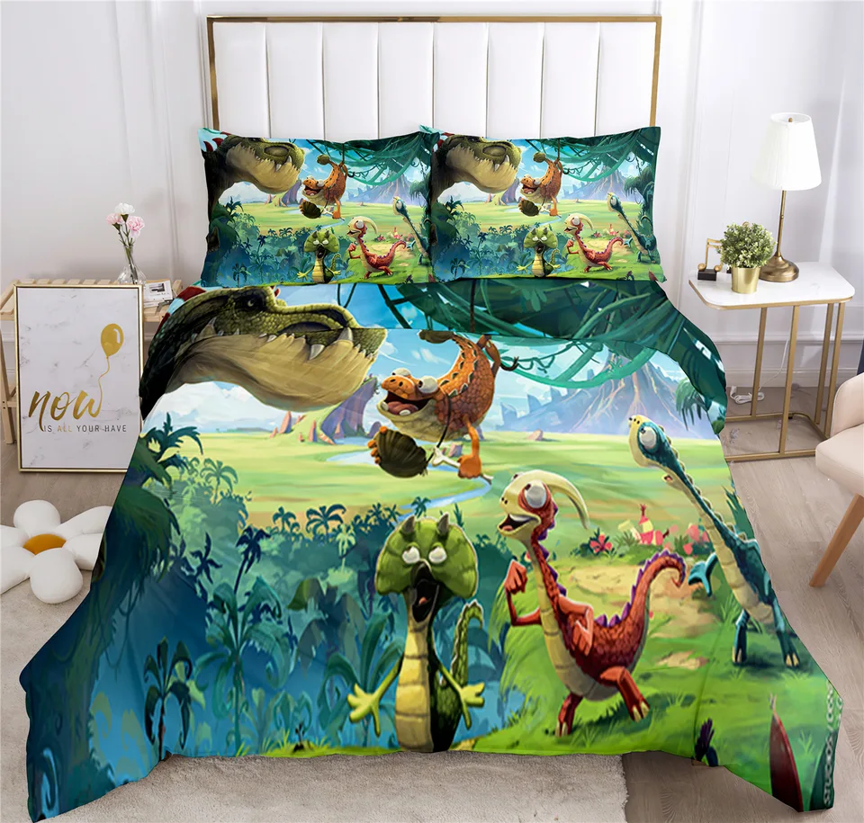 Lenzuolo Queen Size Con Dinosauri 3D Per Ragazzi - Set Biancheria Da Letto In Microfibra Morbida - Dinosauro Giurassico Colorato