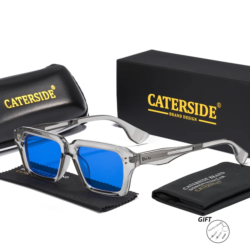 CATERSIDE Neue Vintage-Sonnenbrille für Herren mit quadratischer Form, individuell anpassbare optische Sonnenbrille für Damen, UV400-Schutz – Detail 14