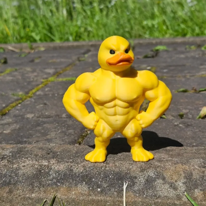 Muscular Duck Figurine - Creative Desktop Sculpture with Gym-inspired Design, Novelty Home/Office Decor for Shelf & Entryway