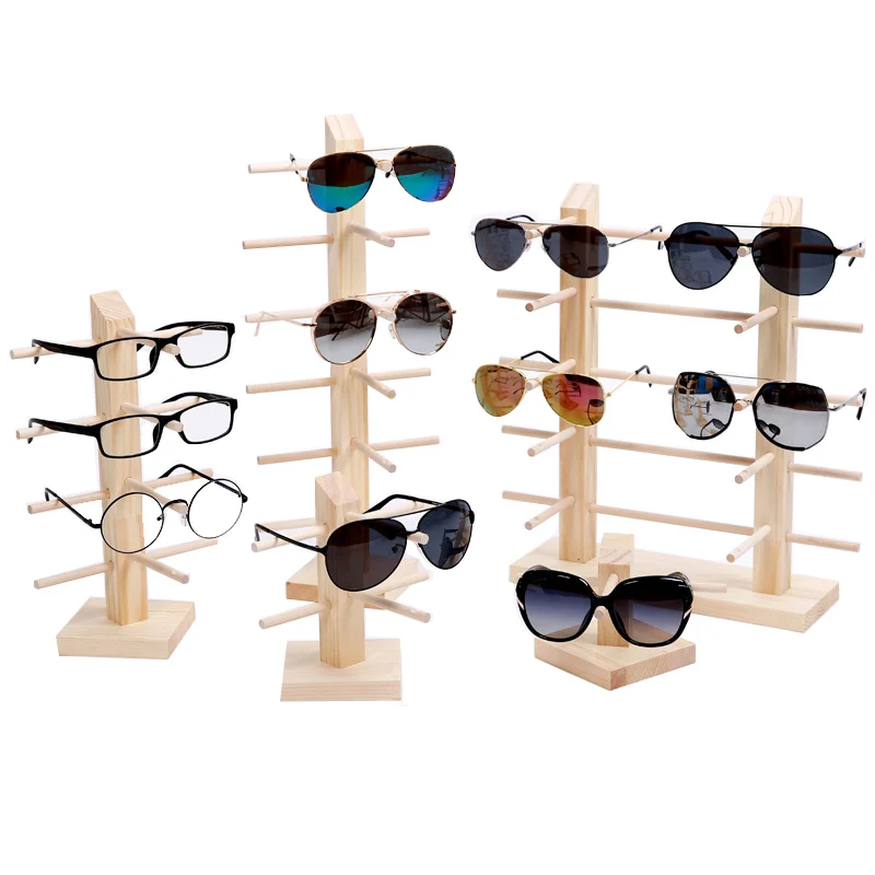 New Sun Glasses Eyeglasses Wood Display Stands Shelf Glasses Display Show Stand Holder Rack 9 Sizes Options Natural Material factory price multi layers sun glasses natural wooden display eyeglasses stands shelf glasses holder worked great assemblable