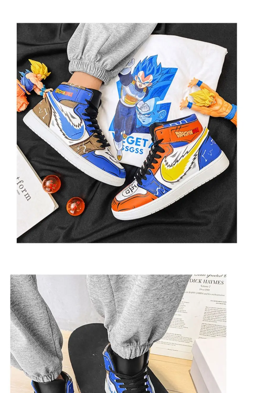 New Anime Dragon Ball Goku Naruto One Piece Men's Sneakers Fashion Boy Basketball Shoes Outdoor Casual Sports Running Breathable