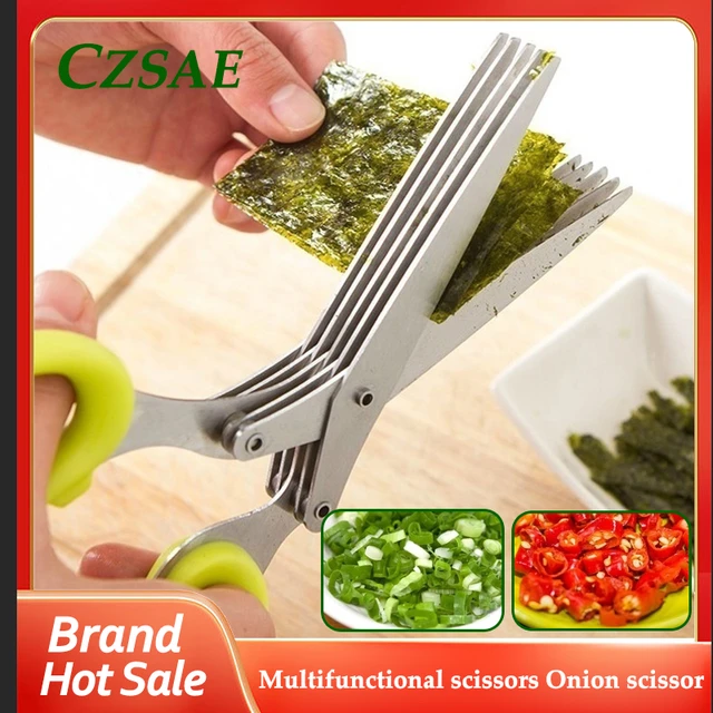 Kitchen Scissors 5 Layers Stainless Steel Knife Multifunctional Vegetable  Scallion Spice Cutter Manual Cooking Accessorie Tool - AliExpress