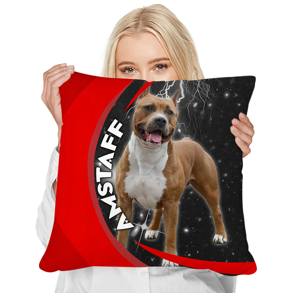 

HX Fashion Animals Cover Cushion Amstaff Lightning Splicing 3D Printed Throw Pillows Polyester Zip Pillow Cover 45x45cm