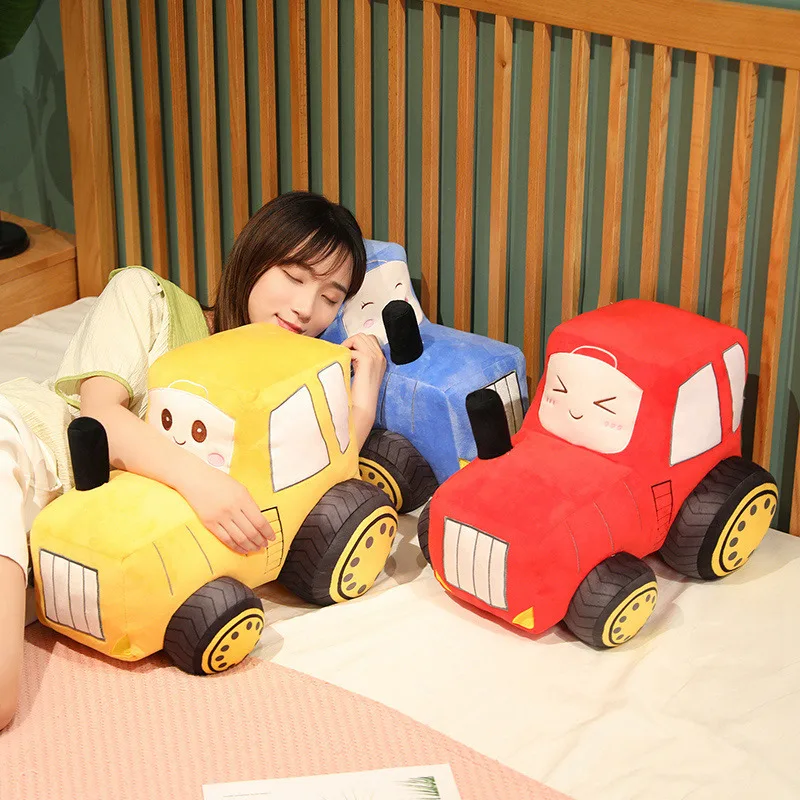 New Tractor&excavator Plush Toys Kawaii Car Dolls Stuffed Soft Vehicle Pillow Creative Christmas Birthday Gift For Kids huina 1815 1 60 engineering vehicle toys simulation roller model toys alloy tractor vehicle excavator metal car kids gift