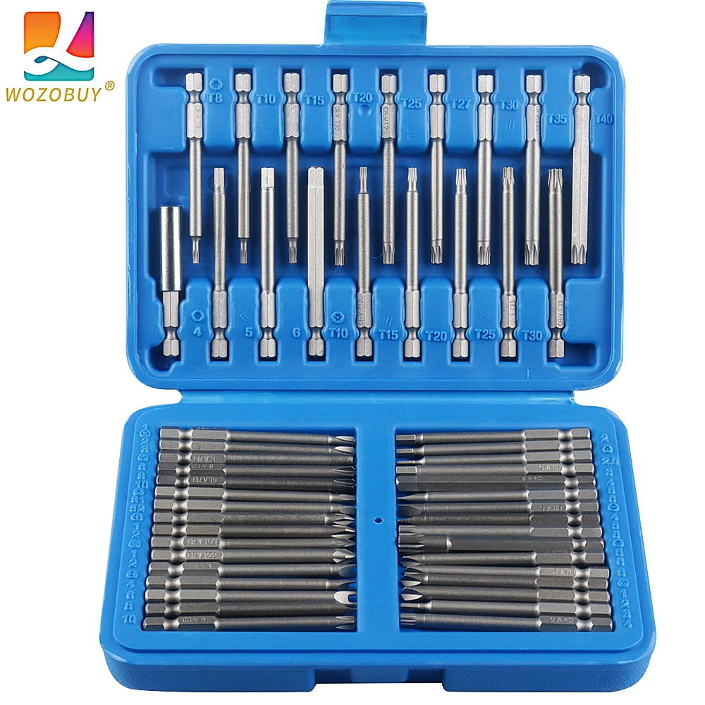 WOZOBUYHiSpec50pc75mmExtraLongScrewdriverSetHexTorxSecurity