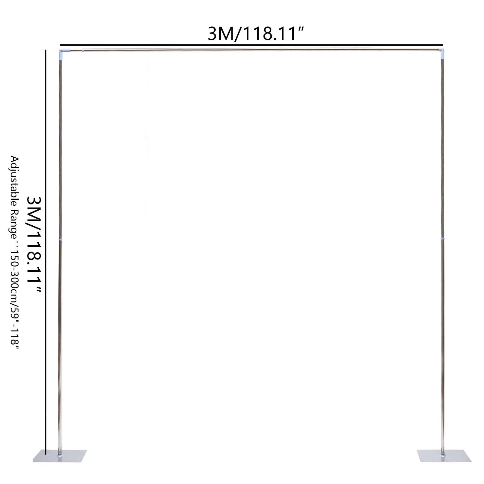 Professional Backdrop Stand 10ft Silver Portable Drape Background Support Telescopic Poles Stand for Event Party Photography