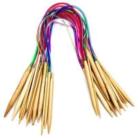 18Pcs/Set Circular Knitting Needles Bamboo Crochet Sewing Knitting Double Cusp Hooks Soft Tube Needle Craft Tools Set 40-120cm - Image 3