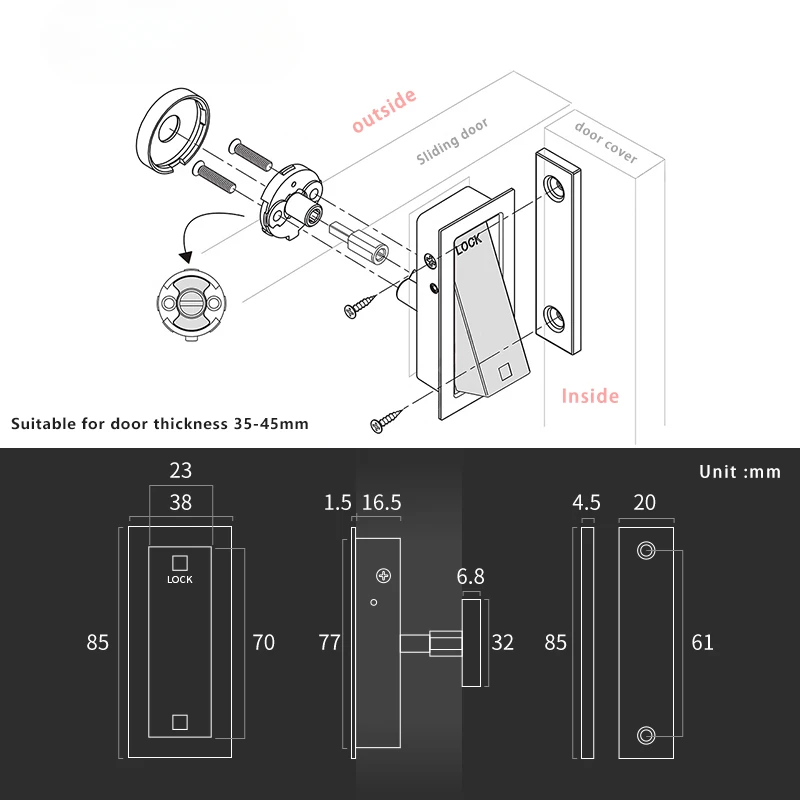 Barn Sliding Door Lock Indoor Sliding Door External Padlock New Chinese Style Built-in Wooden Kitchen Ghost
