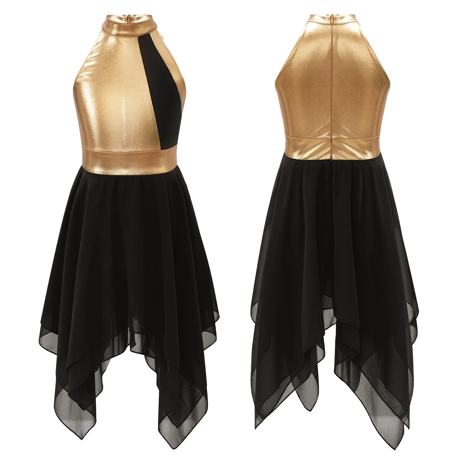 Girls Worship Robe Girls Liturgical Praise Dance Dress | Metallic Color  Block Sleeveless Church Robe | Ages 6-16 Worship Wear Asymmetrical Tunic Worship  Dress