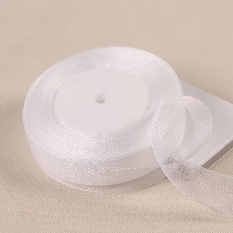 White Organza Ribbon for DIY Crafts and Gift Wrapping - 50 Yards Roll