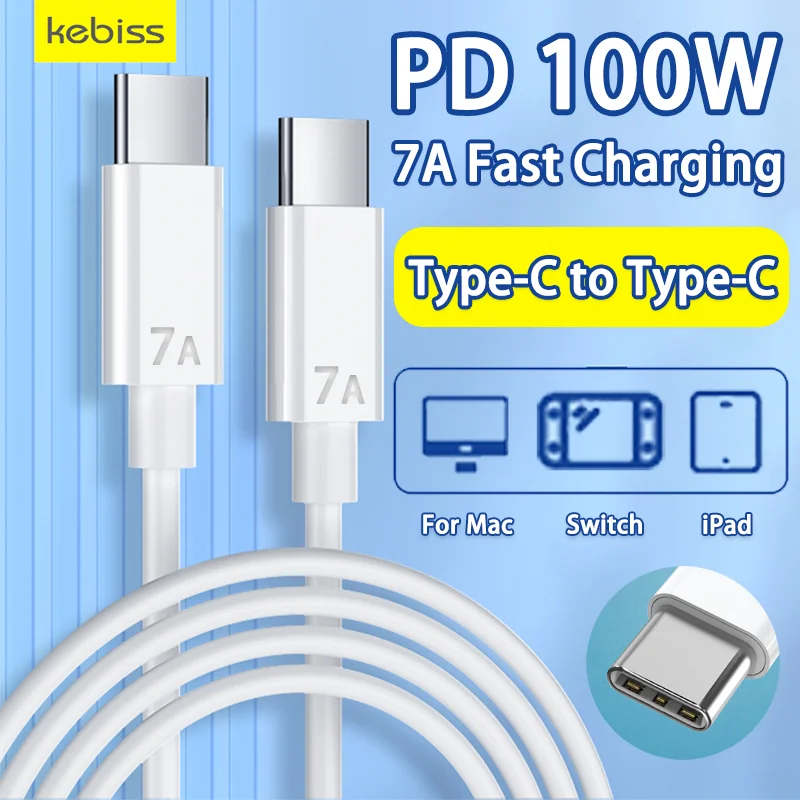 100W 7A Fast Charging USB C To Type C Cable For Samsung S21 Xiaomi 100w-7a-fast-charging-usb-c-to-type-c-cable-for-samsung-s21-xiaomi
