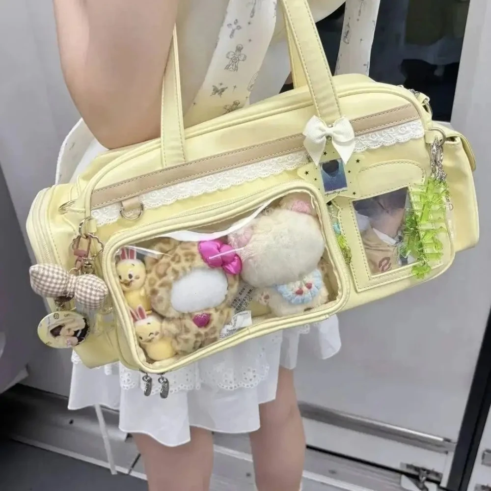 Y2K New Concert Ita Bag JK Large Capacity Shoulder Bag Cute Girl Transparent Backpack Exhibition DIY Badge Display Crossbody Bag