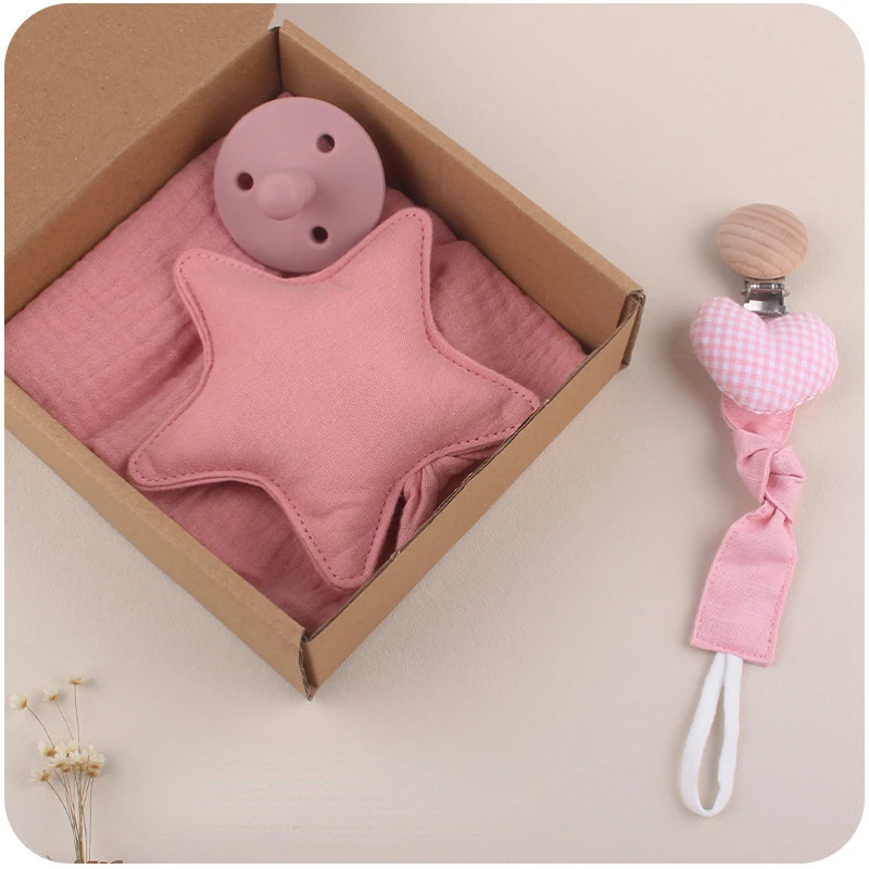 

Baby Stuff Set Star Baby Pacifier Clip Chain Soothe Appease Towel Cloth Plush Sleeping Dolls Dummy Pacifier Kids Teether Toys