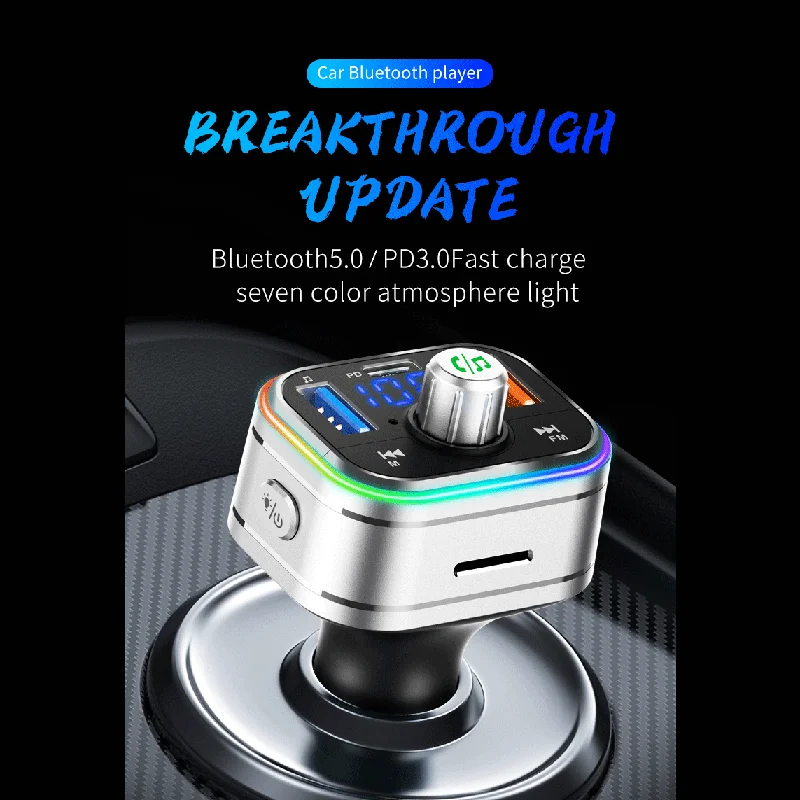 

Wireless FM Transmitter Car MP3 Player USB Type C PD3.0 Quick Charge Car Charger Handsfree Bluetooth-compatible 5.0 Car Kit