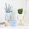 Nordic Ceramic Iron Art Marble Vase Pattern Rose Gold Green Table Plant Pot For Home Office Vases Decor Succulent Flower Pot 6