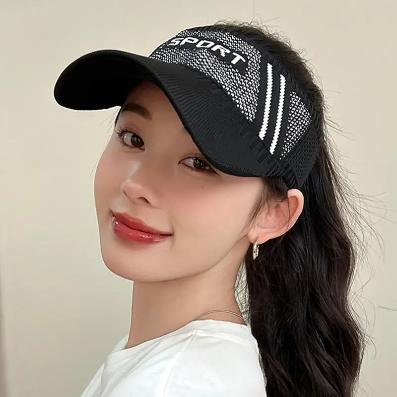 Hollow Top Sun Hat Sun Protection Hollow Top Beach Hat Breathable Summer UV Protection Visor For Hiking Travel Running