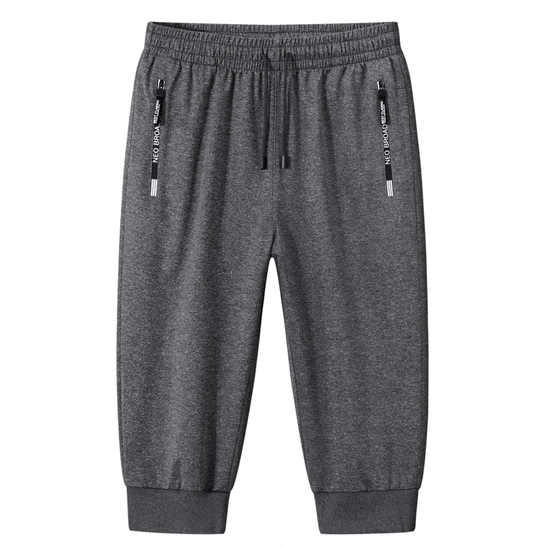 Summer Ice Silk Calf Length Pants Men Zipper Pockets Thin Sports Joggers Shorts Casual Quick-dry Board Shorts Male Sweatpants