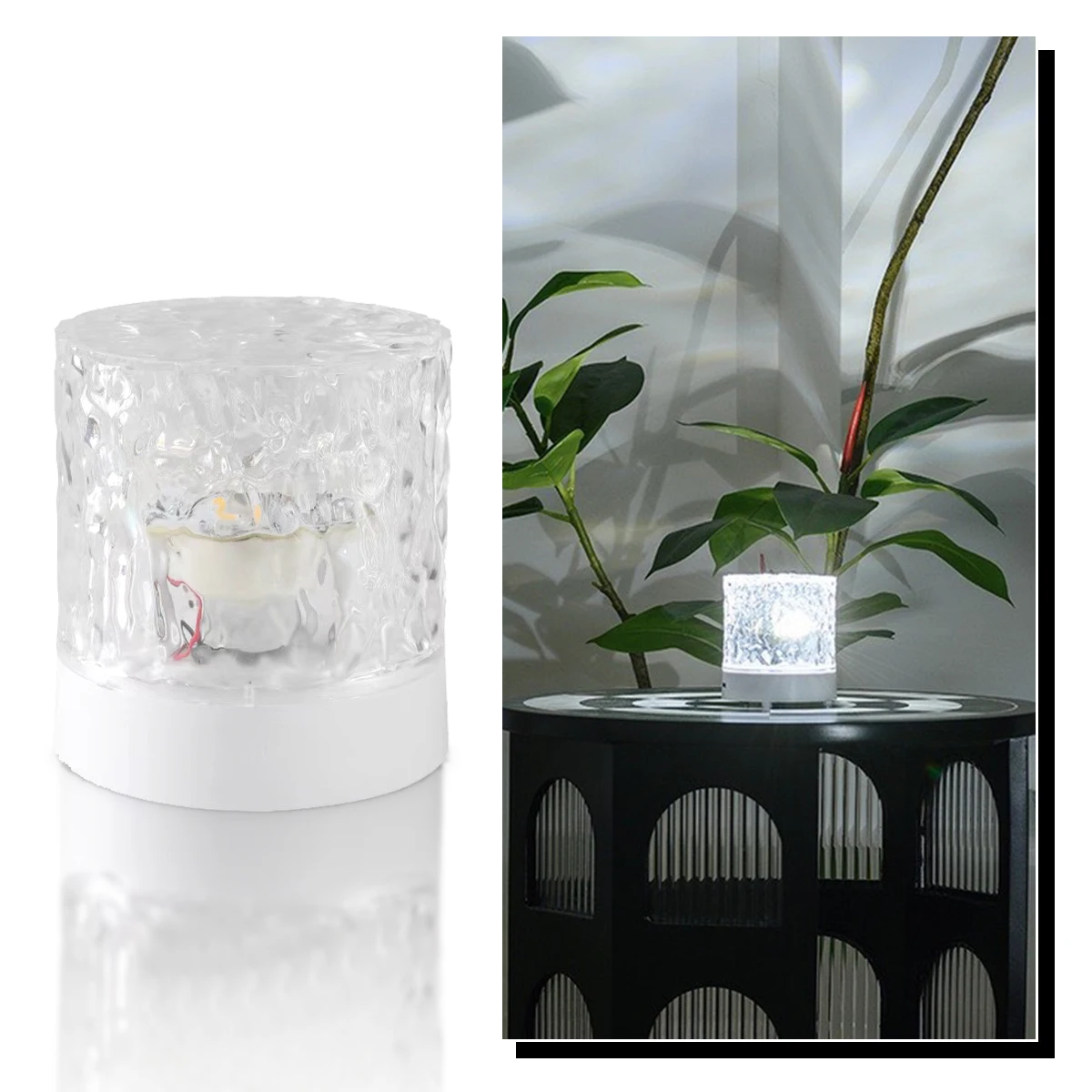 Led Rotating Ripple Light Lampu Adjustable Brightness 3 Colors Table Usb Rechargeable Night On Batteries Touch Control Lamp