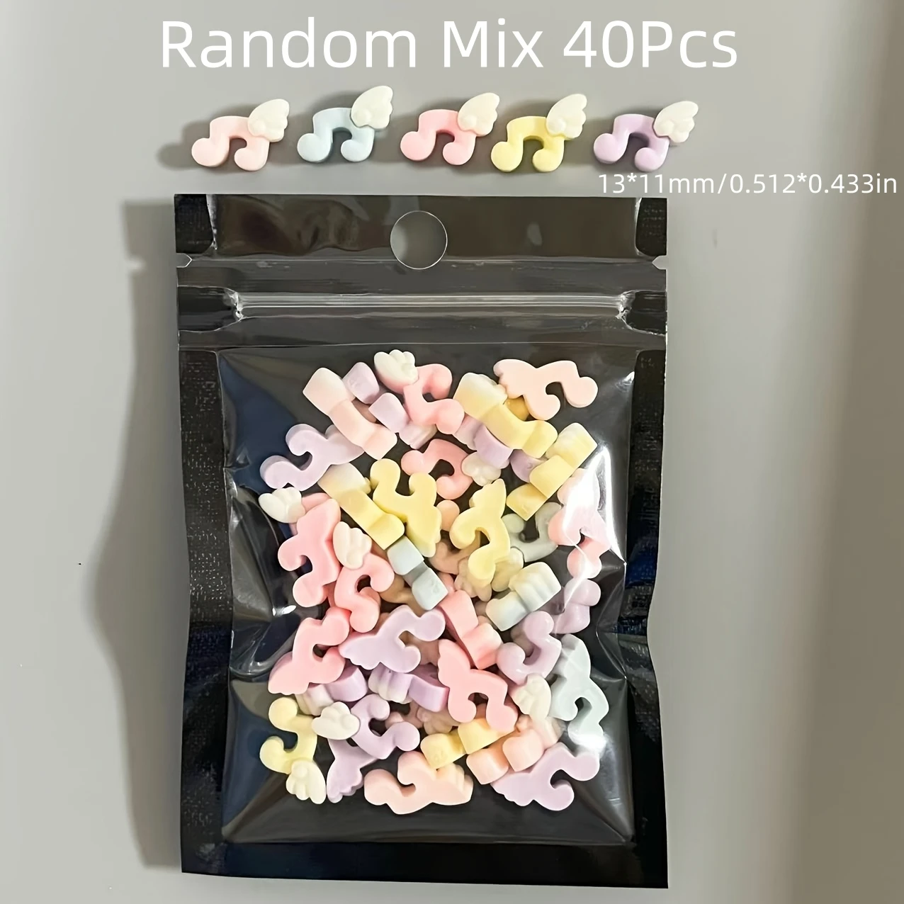 40Pcs 무작위 혼합 신선한 일본 음악 참고 날개 네일 아트 매력 Y2k 도파민..