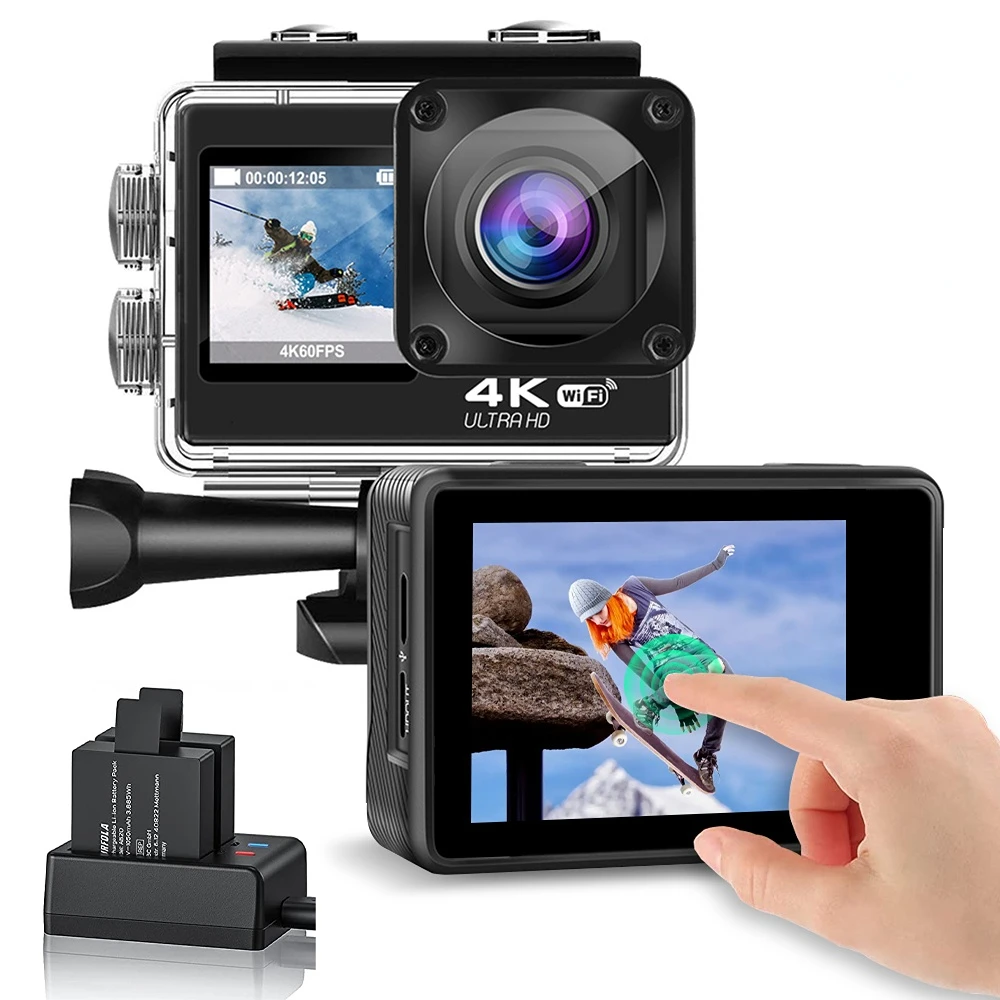 

2023 2.0inch 1.4inch Action Camera 4K 60FPS With Remote Control Screen Waterproof Sport Web Camera Drive Recorder Helmet Cam