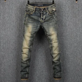 2023 Spring and Autumn New Classic Fashion Retro Elastic Jeans Men's Casual Comfort Large Size High-Quality Small Foot Pants 1