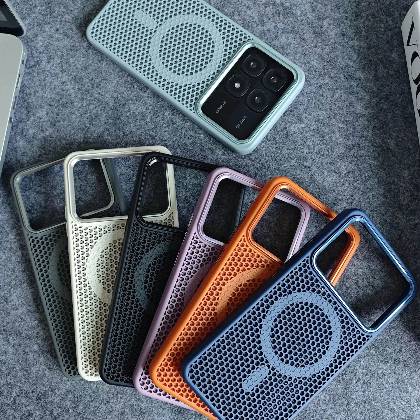 Honeycomb Magnetic Shockproof Breathable Wireless Charging Back Cover