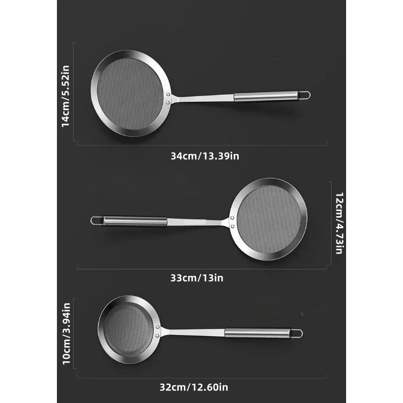 Fine Mesh 304 Stainless Steel Strainer Sieve Juice Egg Filter Colanders Coffee Tea Vegtables Filtering Food Kitchen Accessories