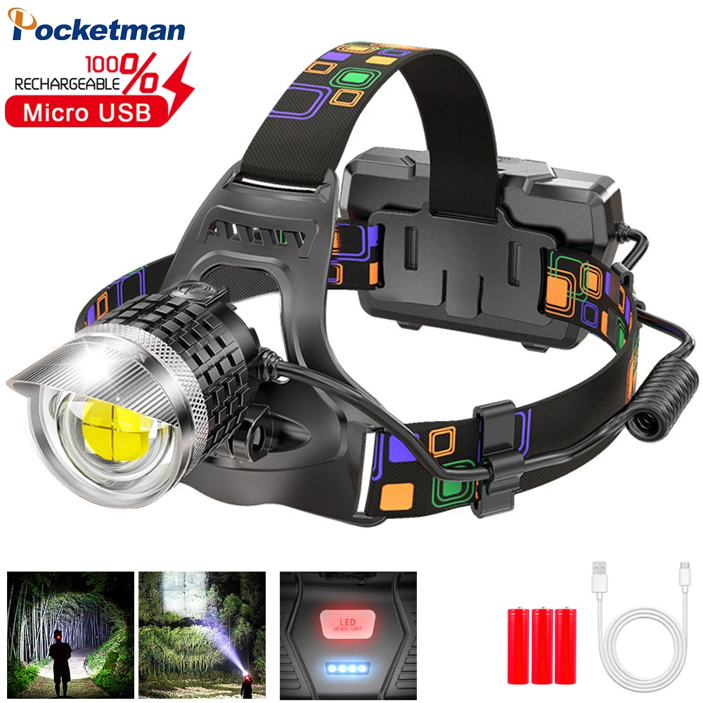 New Xhp100 Led Headlamp 500m Long Range Headlights Usb Rechargeable
