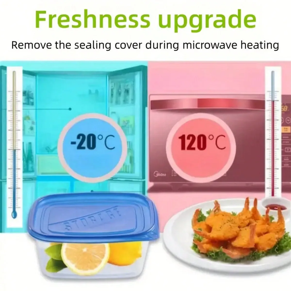 10 Randomly Colored Lunch Boxes, Transparent Rectangular Food Storage Boxes with Sealed Lids, Stackable - 4