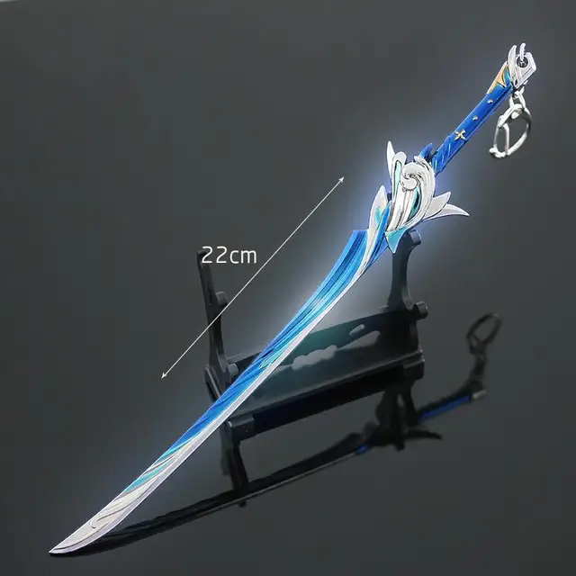 22cm Genshin Impact Game Peripherals Haran Geppaku Futsu Kamisato Ayato Exclusive Weapon Alloy Knife Sword Keychain Model Toys 1