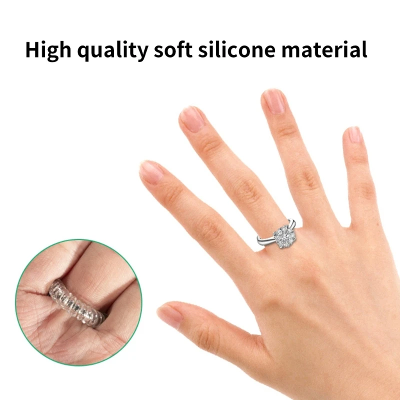 2 Pieces Clear Silicone Ring Guard Ring Sizer Soft Spiral-Ring Tightener Set Ring Size Adjuster for Loose Ring 2/3/5mm
