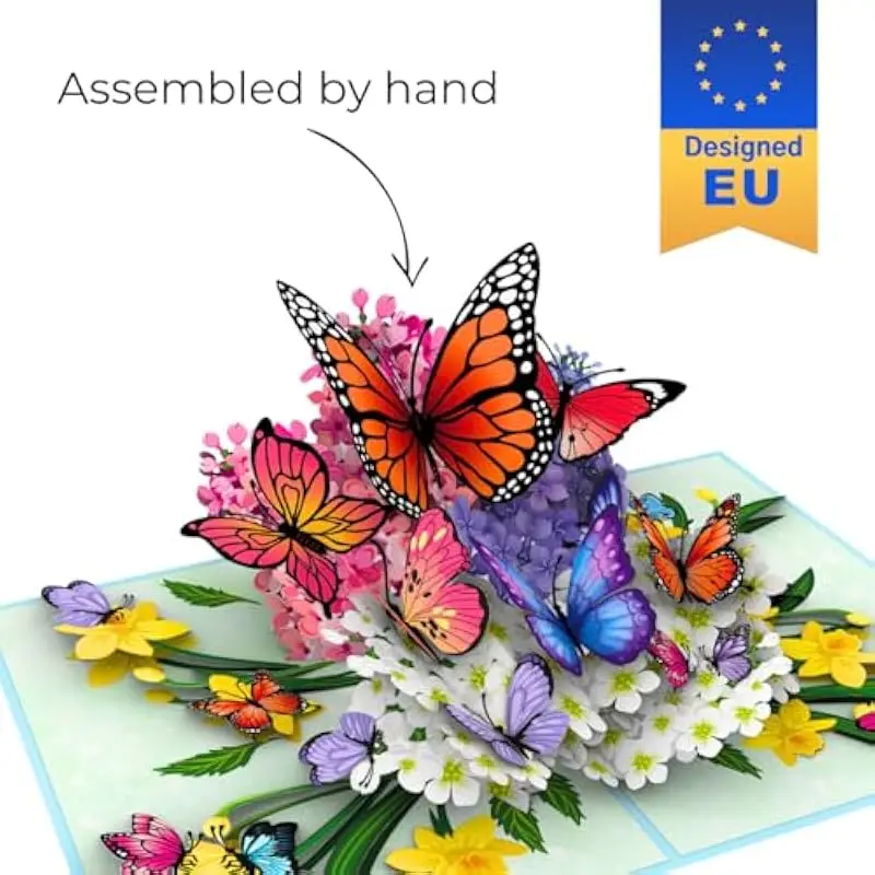 Butterflies in Nature Pop Up Card 3D Butterfly Card for Wife Girlfriend Mother