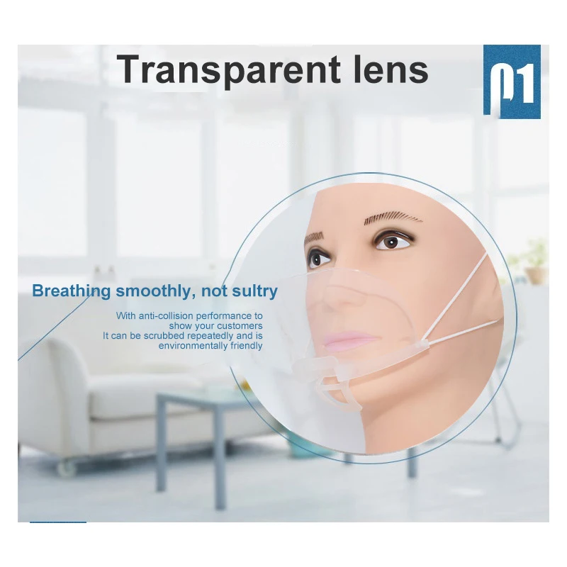 Transparent Masks Shield Cover Reusable Hotel Salon Permanent Restaurant Kitchen Tools Mouth Mask Cover Anti Fog Plastic